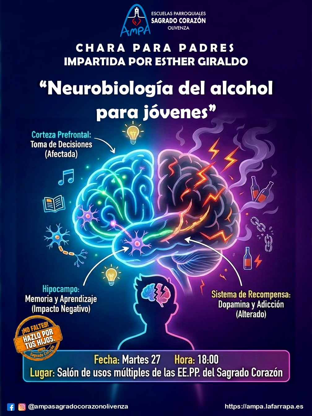 Lee más sobre el artículo ¿Cómo afecta el alcohol al cerebro adolescente? Una charla imprescindible para familias.